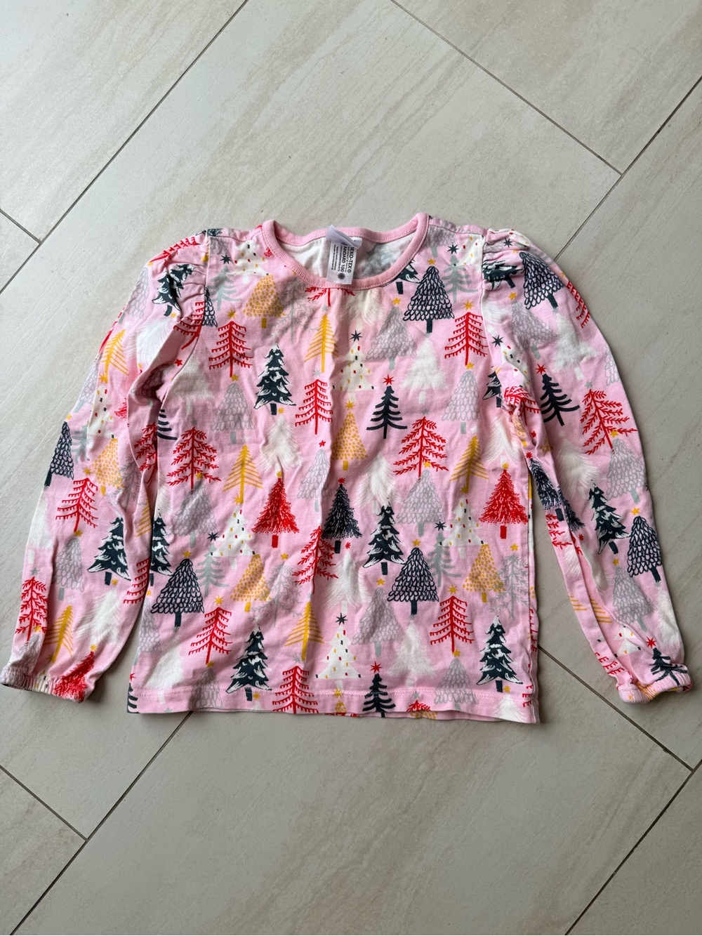 Hanna Andersson Girls' Pink Holiday Tree Long-Sleeve Top